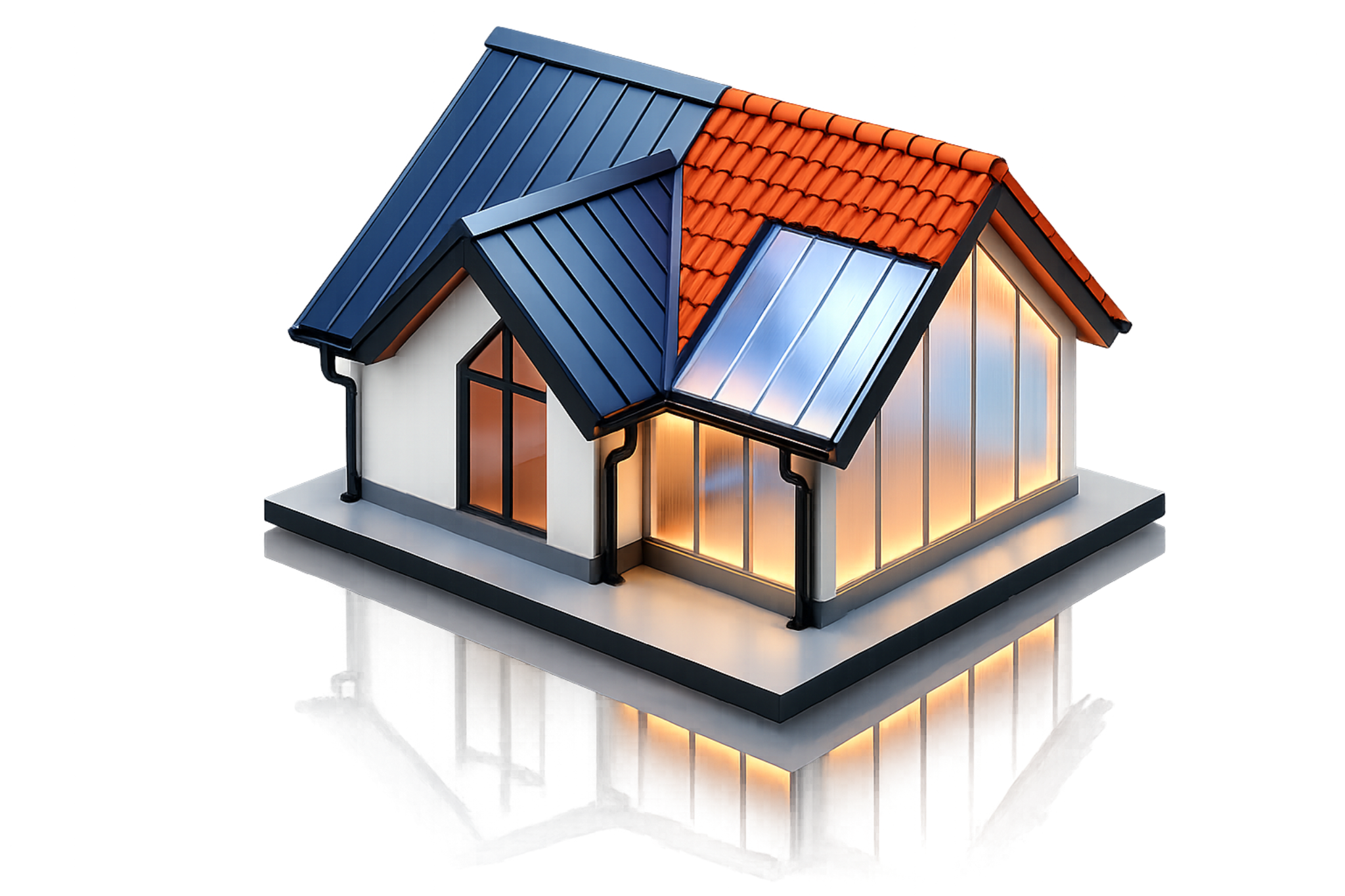 Click or hover to toggle lights Premium Roofing House